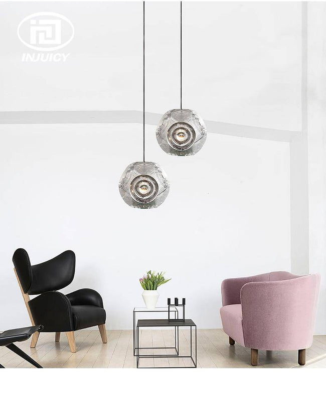 Hollowed gold or silver design pendant light