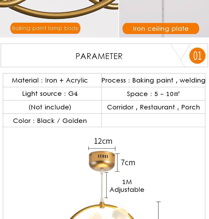 Gold firefly designer LED chandelier - vue 6 sur 7