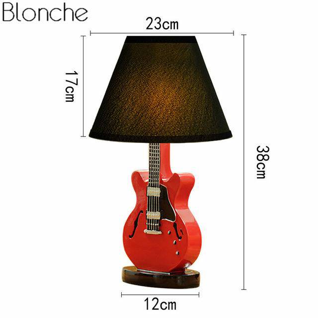 Guitar table lamp with decorative shade - vue 3 sur 5