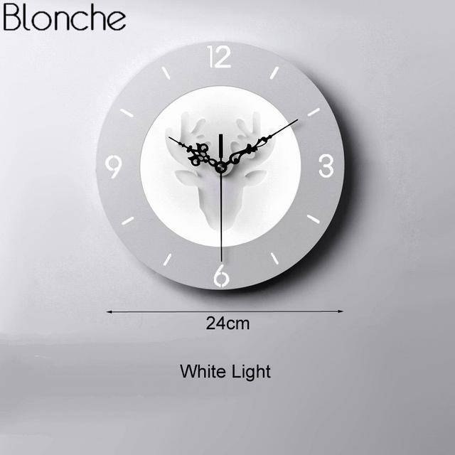 LED deer horn wall light and clock