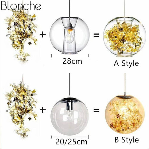 Glass sphere table lamp with leaves - vue 11 sur 10