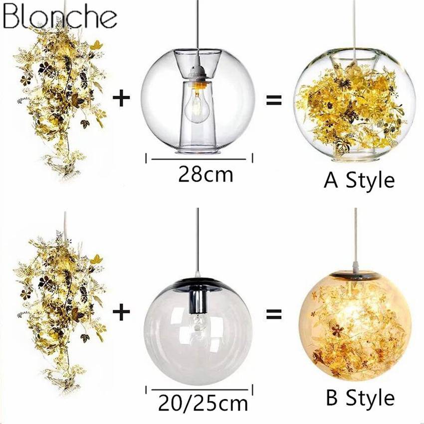 Glass sphere table lamp with leaves - vue 10 sur 10