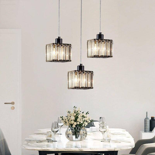 Square glass LED pendant light - vue 3 sur 12