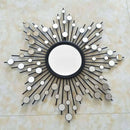 Large decorative round sun wall mirror