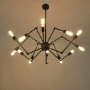 Designer metal chandelier with adjustable articulated arms spike