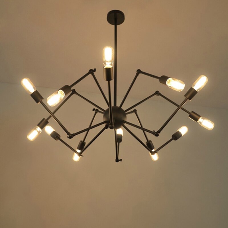 Designer metal chandelier with adjustable articulated arms spike - vue 3 sur 6