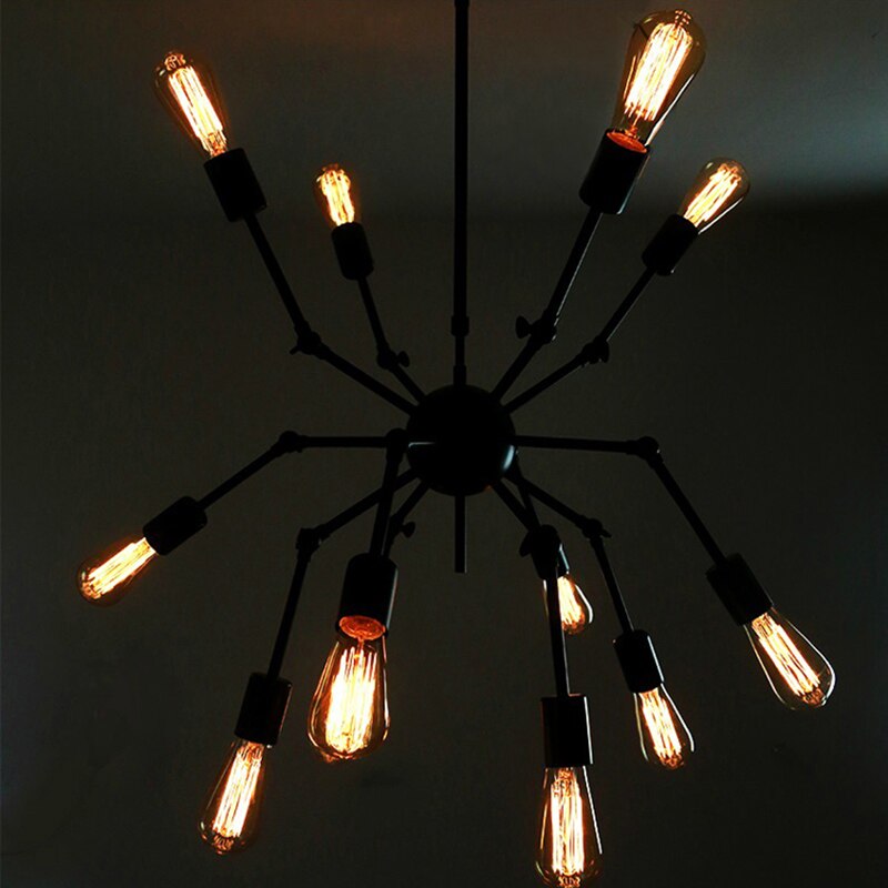 Designer metal chandelier with adjustable articulated arms spike