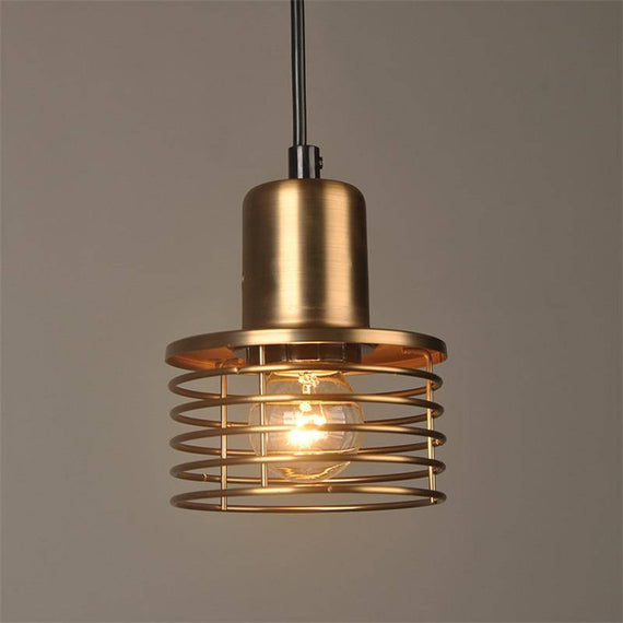 Gold spiral cage pendant light loft retro