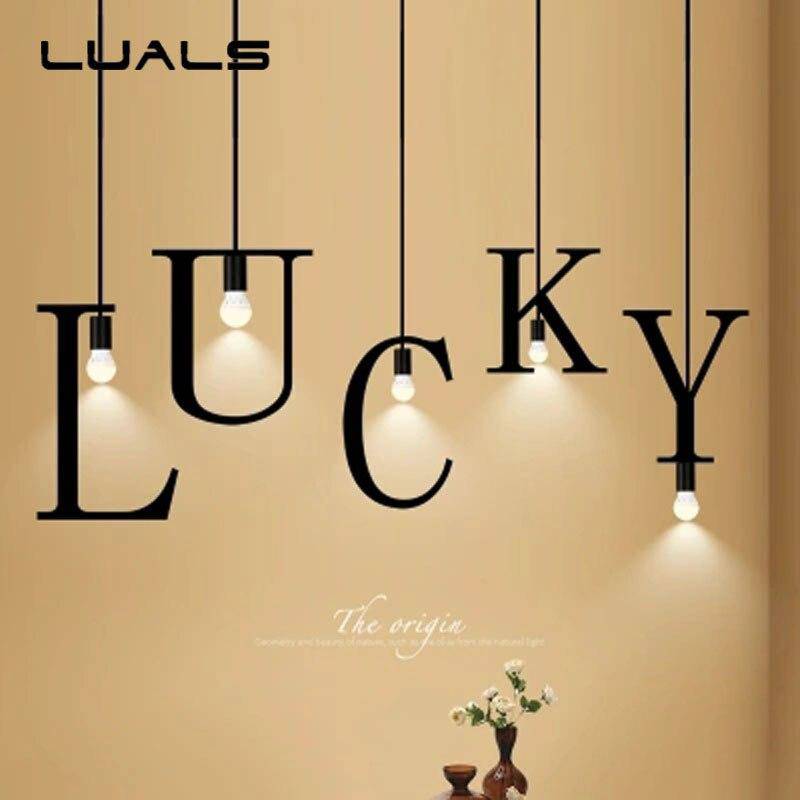 Creative metal letters LED pendant light - vue 3 sur 28