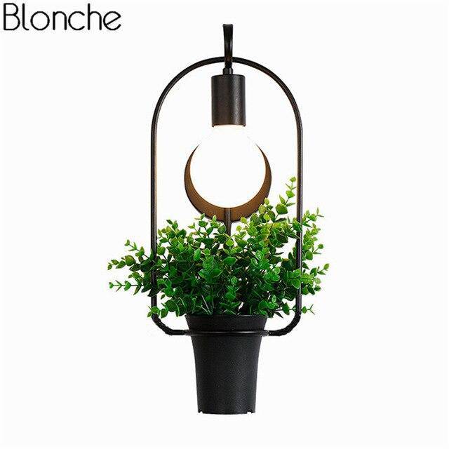 Retro metal wall light with flower pot holders