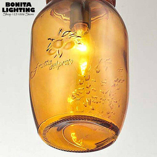 Large glass bottle pendant light jar - vue 5 sur 5
