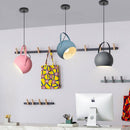 Colourful LED pendant light with metal strap