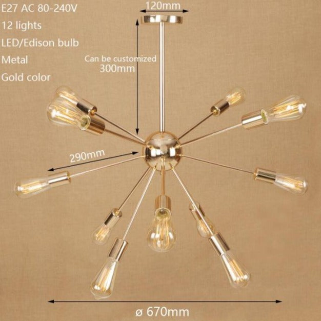 Makari adjustable modern LED spider-style metal chandelier - vue 5 sur 7