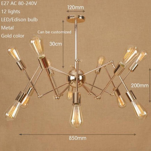 Makari adjustable modern LED spider-style metal chandelier - vue 5 sur 7