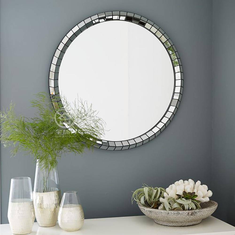 Venetian round checkered designer wall mirror - vue 2 sur 2