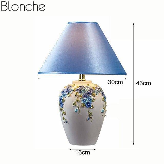 Bedside lamp with shade and colourful floral base - vue 11 sur 12