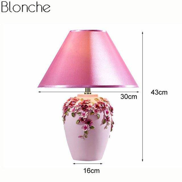 Bedside lamp with shade and colourful floral base - vue 10 sur 12