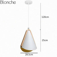 Designer pendant lamp in white metal and Nordic wood