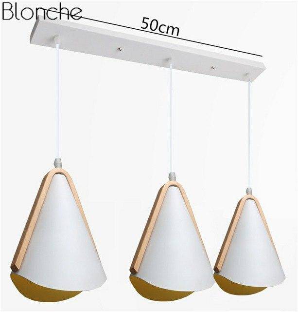 Designer pendant lamp in white metal and Nordic wood - vue 6 sur 7