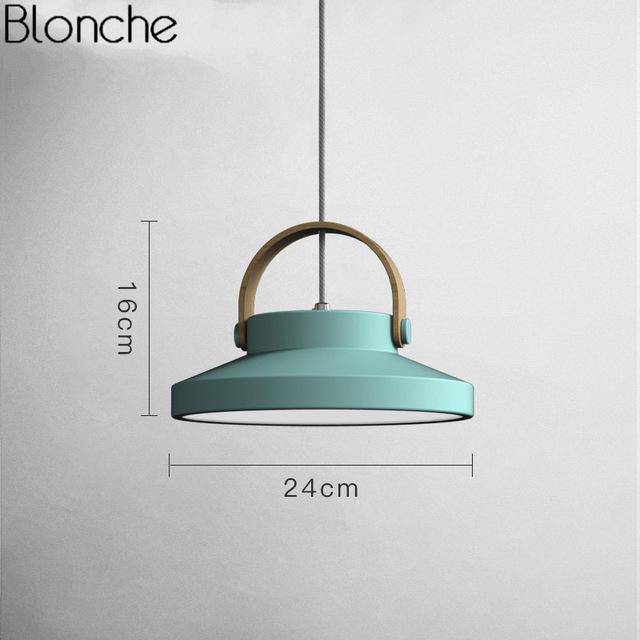 Modern LED wood and metal pendant light