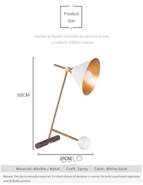 Modern table lamp in metal and marble with chrome base hotel - vue 3 sur 9