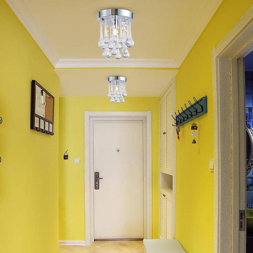Chrome LED ceiling light with crystal droplets - vue 6 sur 7