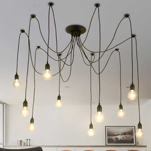 Designer pendant light with hanging lamps on cable dining - vue 2 sur 3