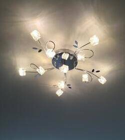 Chrome LED ceiling light with glass cubes - vue 6 sur 7