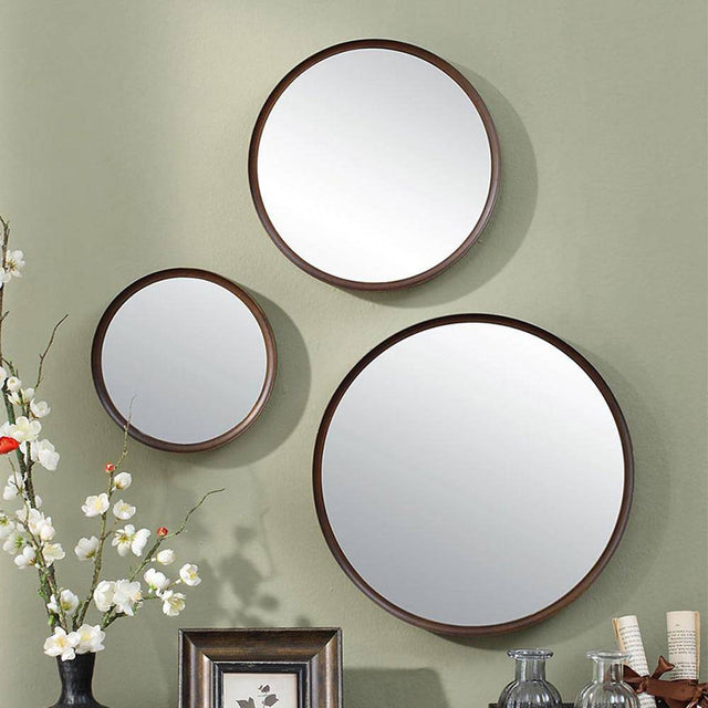 Round wooden wall mirror (multiple sizes)