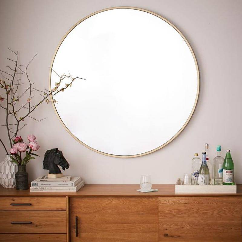 Retro round metal wall mirror