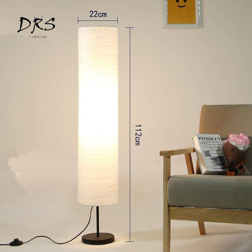 Modern floor lamp with cylindrical paper lampshade - vue 2 sur 8