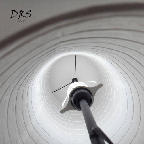 Modern floor lamp with cylindrical paper lampshade - vue 8 sur 8