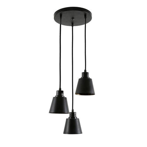 Rustic pendant light with round metal base