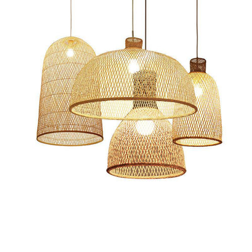 Modern bamboo pendant light work shape - vue 3 sur 14
