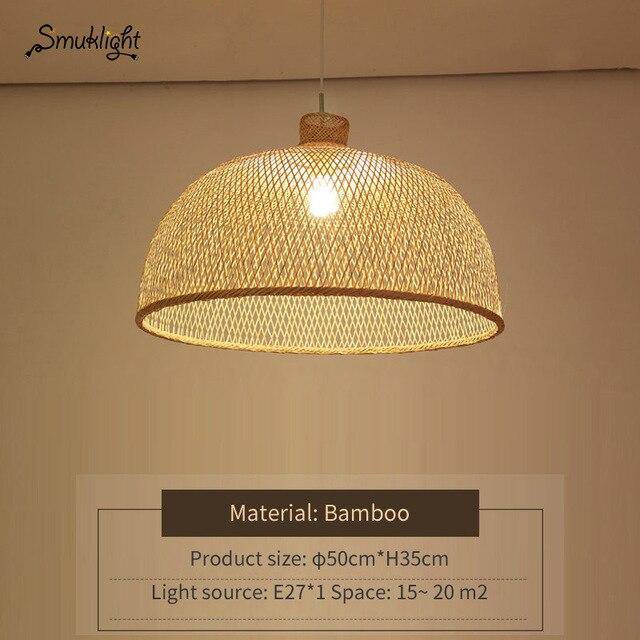 Modern bamboo pendant light work shape - vue 6 sur 14