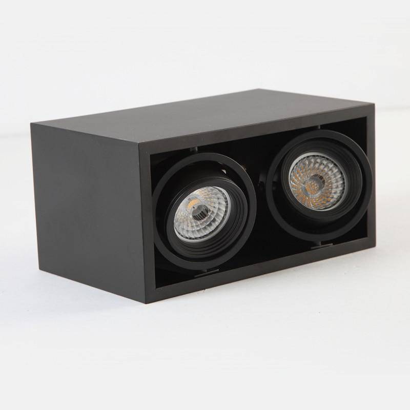 Rectangular ceiling light with adjustable LED spotlights