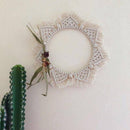 Bohemian Beige Fabric Round Wall Mirror
