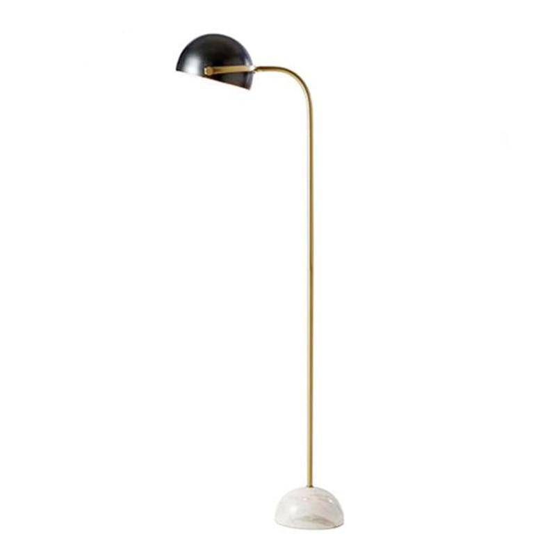Elegant gold floor lamp with black globe shade and marble base - vue 5 sur 9