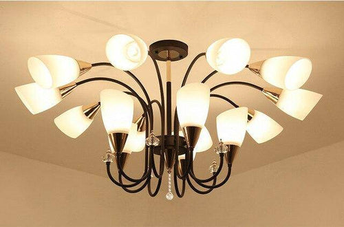 LED chandelier with curved arms and glass lamps for living room - vue 8 sur 10