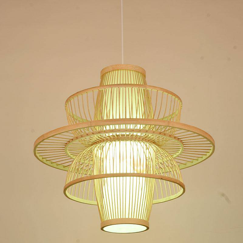 Bamboo farmhouse cage pendant light - vue 4 sur 6