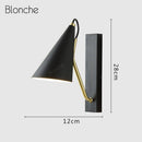Designer LED wall light with rounded shade and gold stem