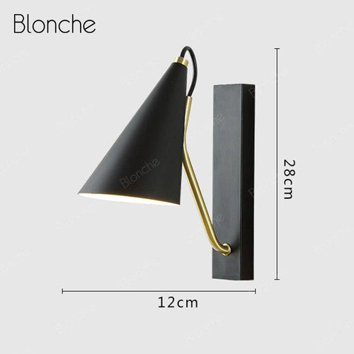 Designer LED wall light with rounded shade and gold stem - vue 4 sur 5