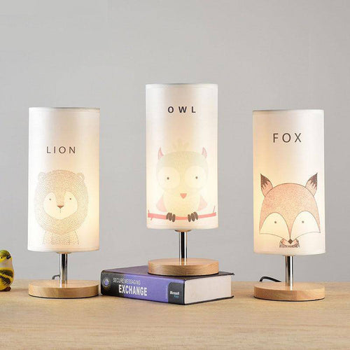 Children's wooden bedside or desk lamp with animal design - vue 3 sur 6
