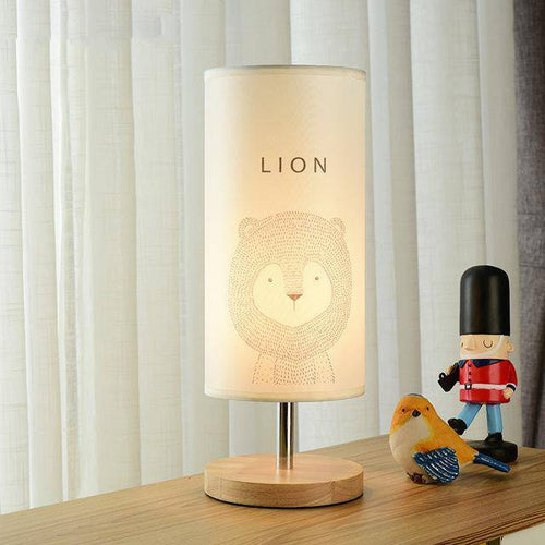Children's wooden bedside or desk lamp with animal design - vue 4 sur 6