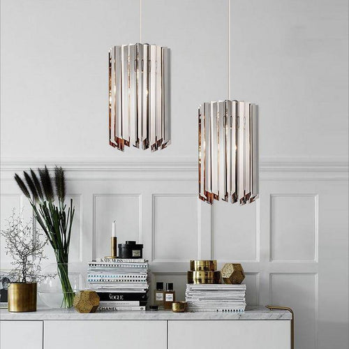 Designer chrome mirror pendant light