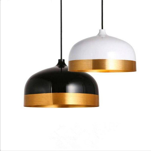 Designer LED pendant light with rounded metal lampshade with gold edges Loft - vue 5 sur 14