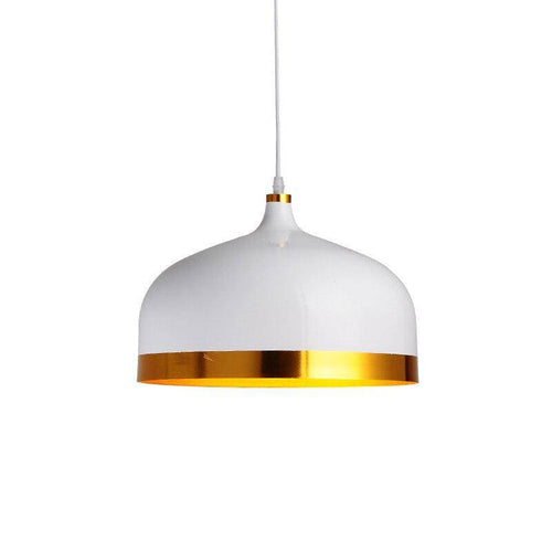 Designer LED pendant light with rounded metal lampshade with gold edges Loft - vue 4 sur 14