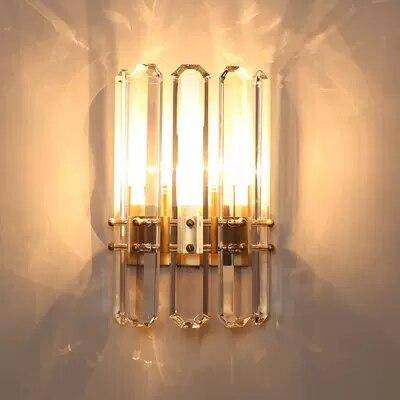 Crystal wall light with gold base - vue 2 sur 6