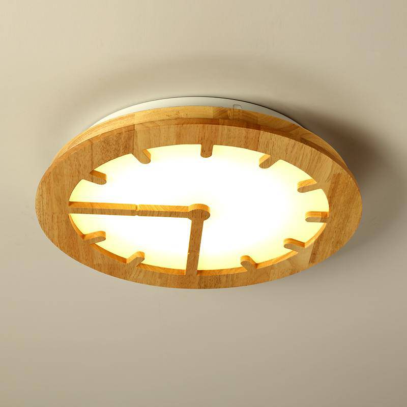 Wooden LED clock ceiling light - vue 2 sur 7