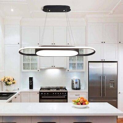 Long LED designer chandelier 90cm with rounded edges for dining room - vue 5 sur 6